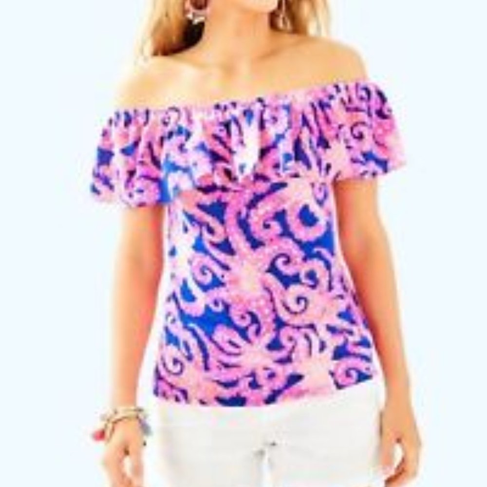 Lilly Pulitzer La Fortuna Top Ikat Blue Mocean (Women XS)